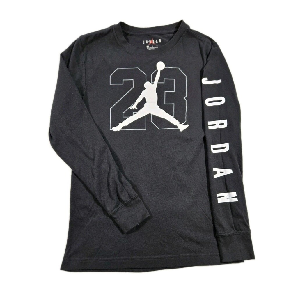 Boys Air Jordan Long Sleeve T Shirt Black Large